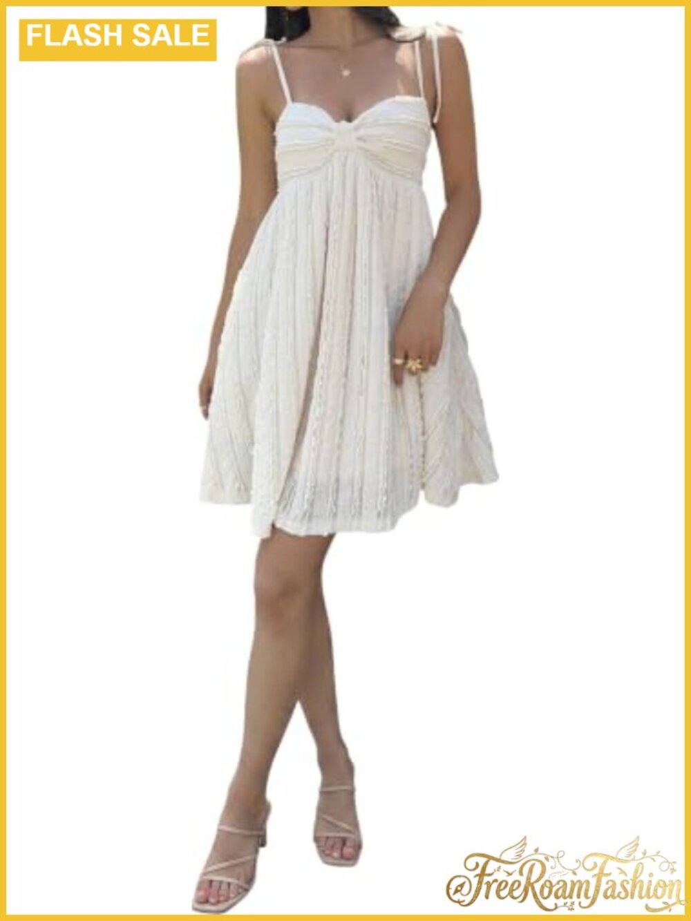 Women's Cami Babydoll Mini Dress Spaghetti Strap Fit & Flare - Picture 1 of 4